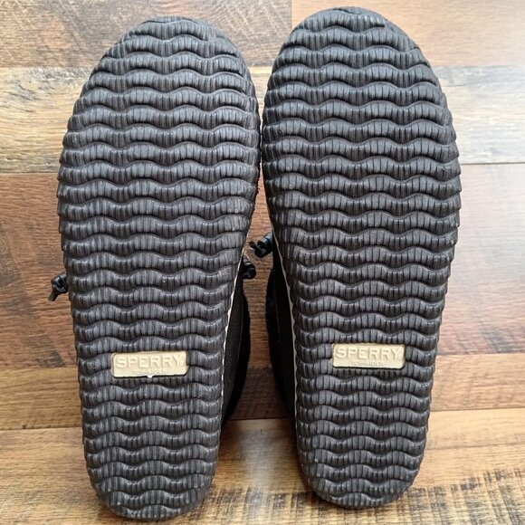 Sperry Women's Top Sider Elayna Duck Black Leather Faux Fur Boots Size 10 - Picture 8 of 8